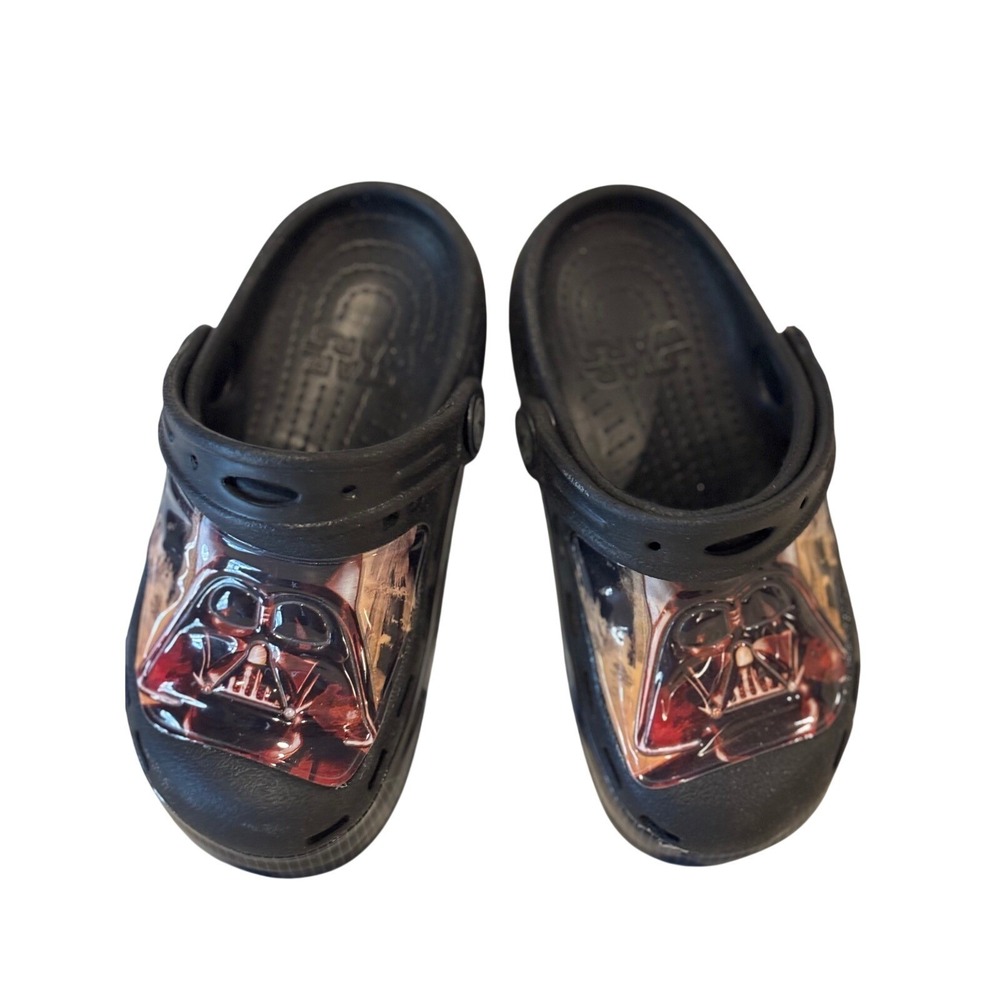 Crocs Star Wars Darth Vader Clogs little‎ Boys Size 9 Black Good Slip On Shoes